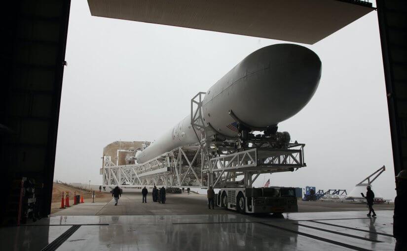transportation of assembled rocket into hangar