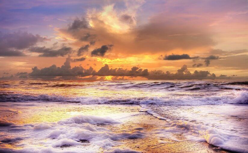 sea, sunset, beach